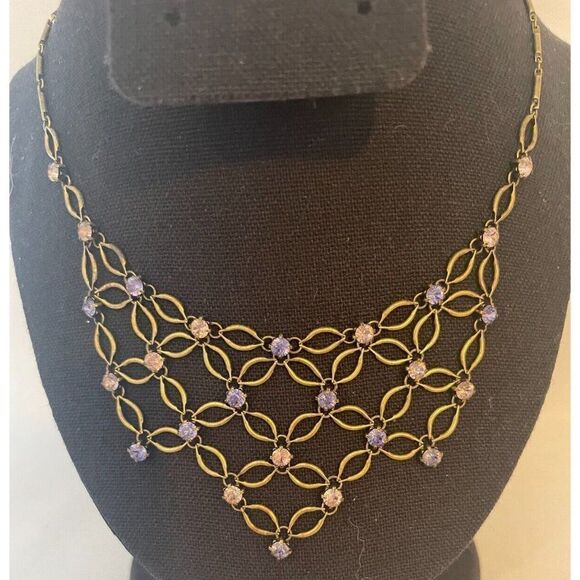 Vintage 1928 open lace bib necklace with matching bracelet - Picture 2 of 8